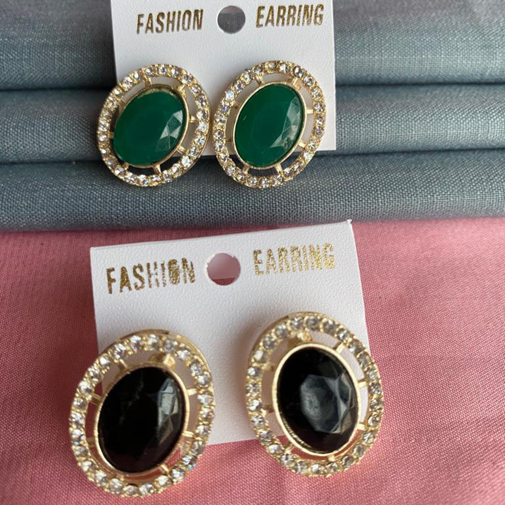 Mahavir Gold Plated Stud Earrings Combo