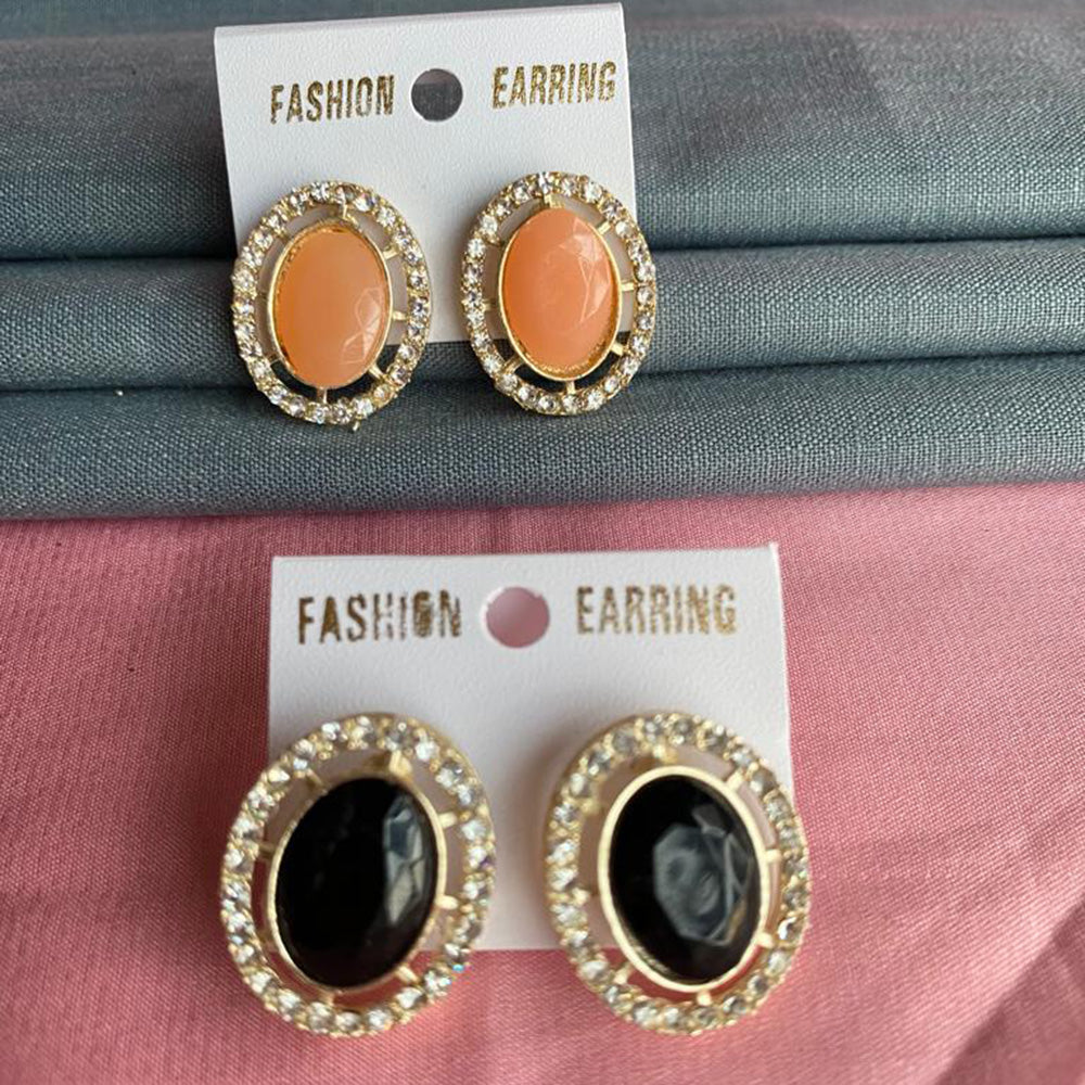 Mahavir Gold Plated Stud Earrings Combo