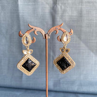 Mahavir Gold Plated Crystal Stone Dangler Earrings