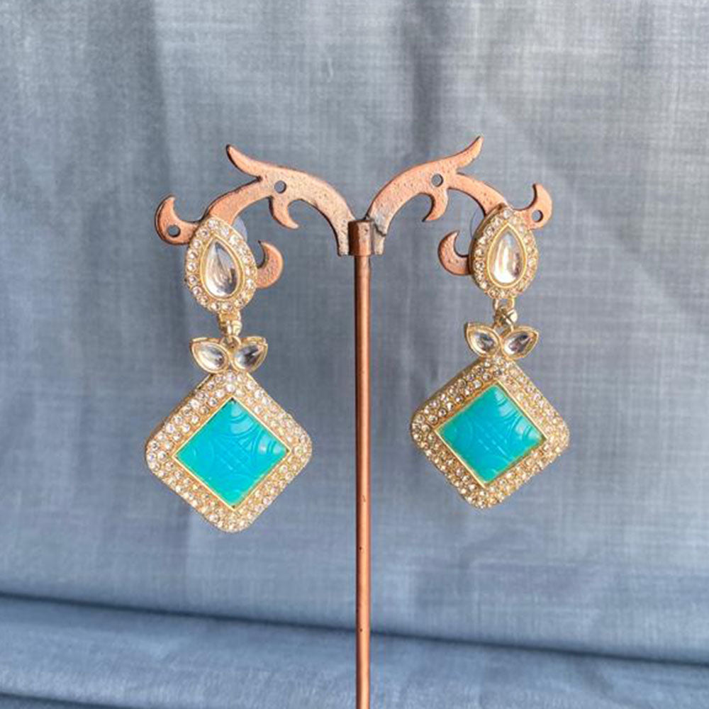 Mahavir Gold Plated Crystal Stone Dangler Earrings