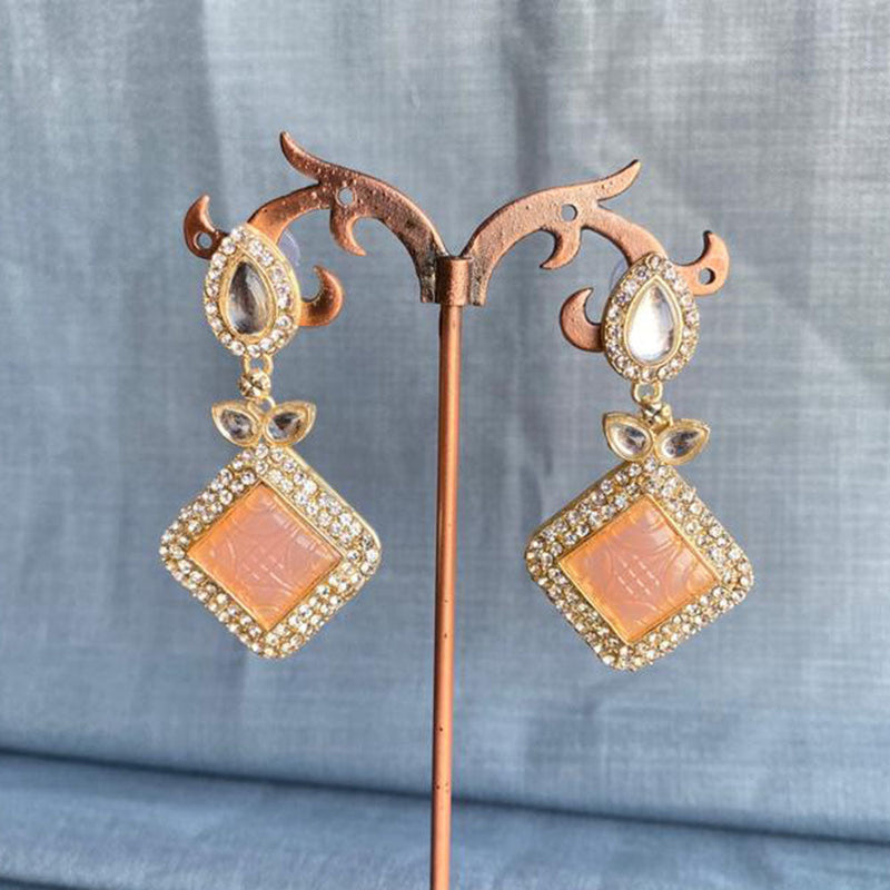 Mahavir Gold Plated Crystal Stone Dangler Earrings