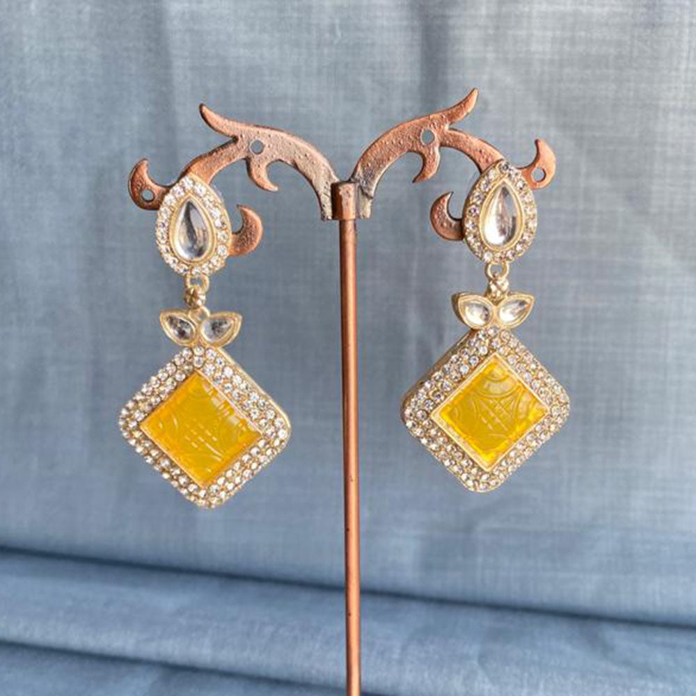 Mahavir Gold Plated Crystal Stone Dangler Earrings