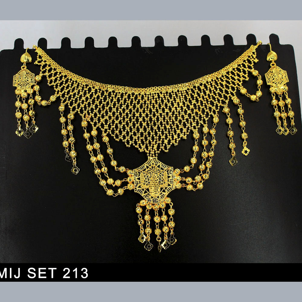 Mahavir Forming Gold Necklace Set   - MIJ Set 213