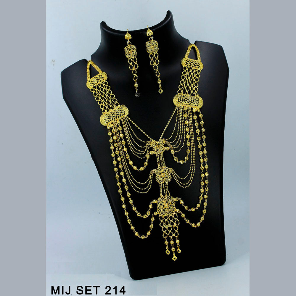 Mahavir Forming Gold Necklace Set   - MIJ Set 214