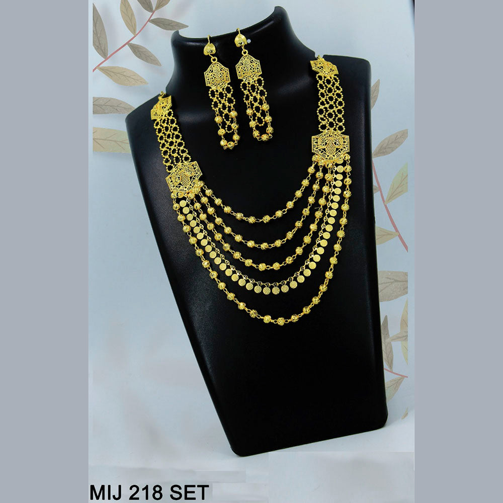 Mahavir Forming Gold Necklace Set   - MIJ Set 218