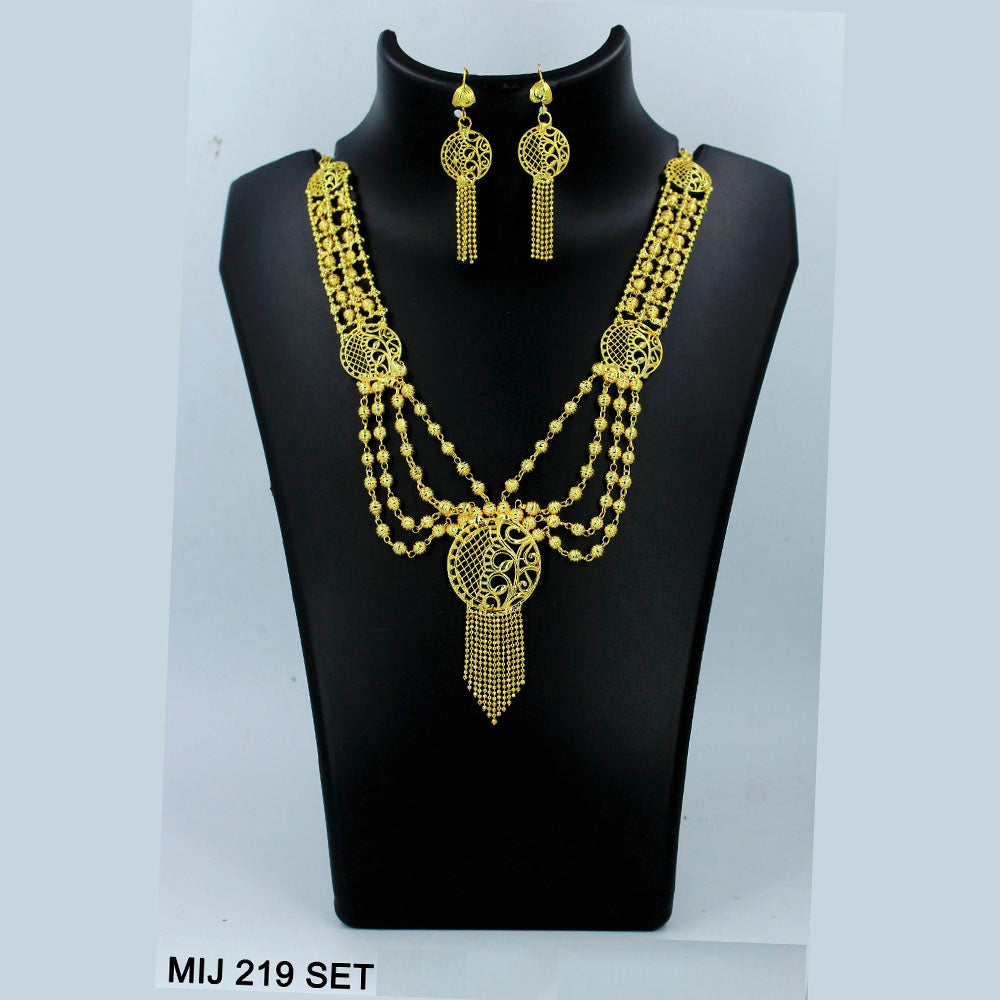 Mahavir Forming Gold Necklace Set   - MIJ Set 219