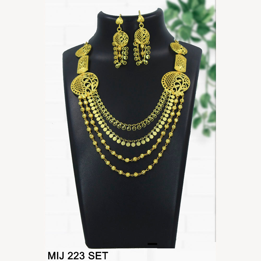 Mahavir Forming Gold Necklace Set   - MIJ Set 223