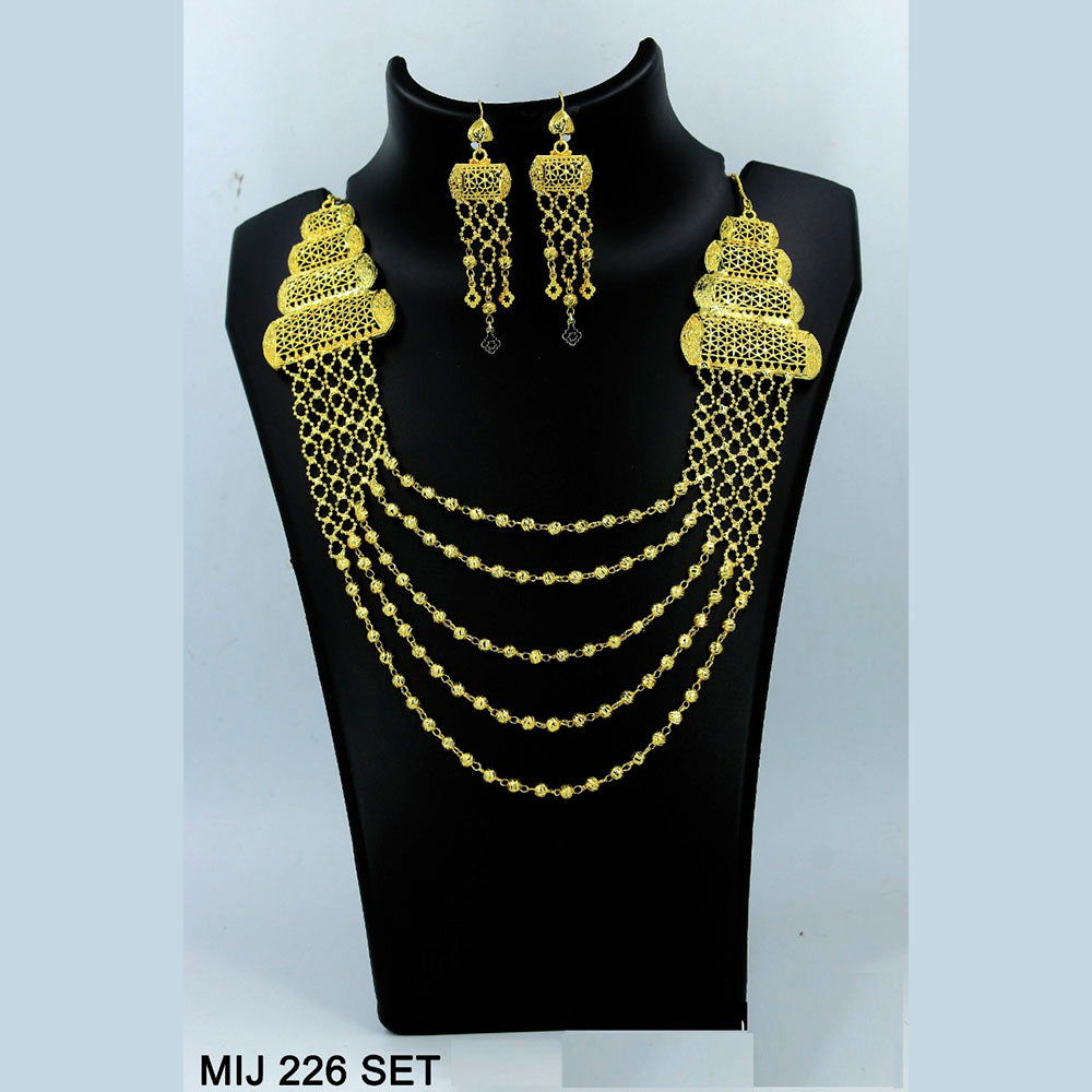 Mahavir Forming Gold Necklace Set   - MIJ Set 226
