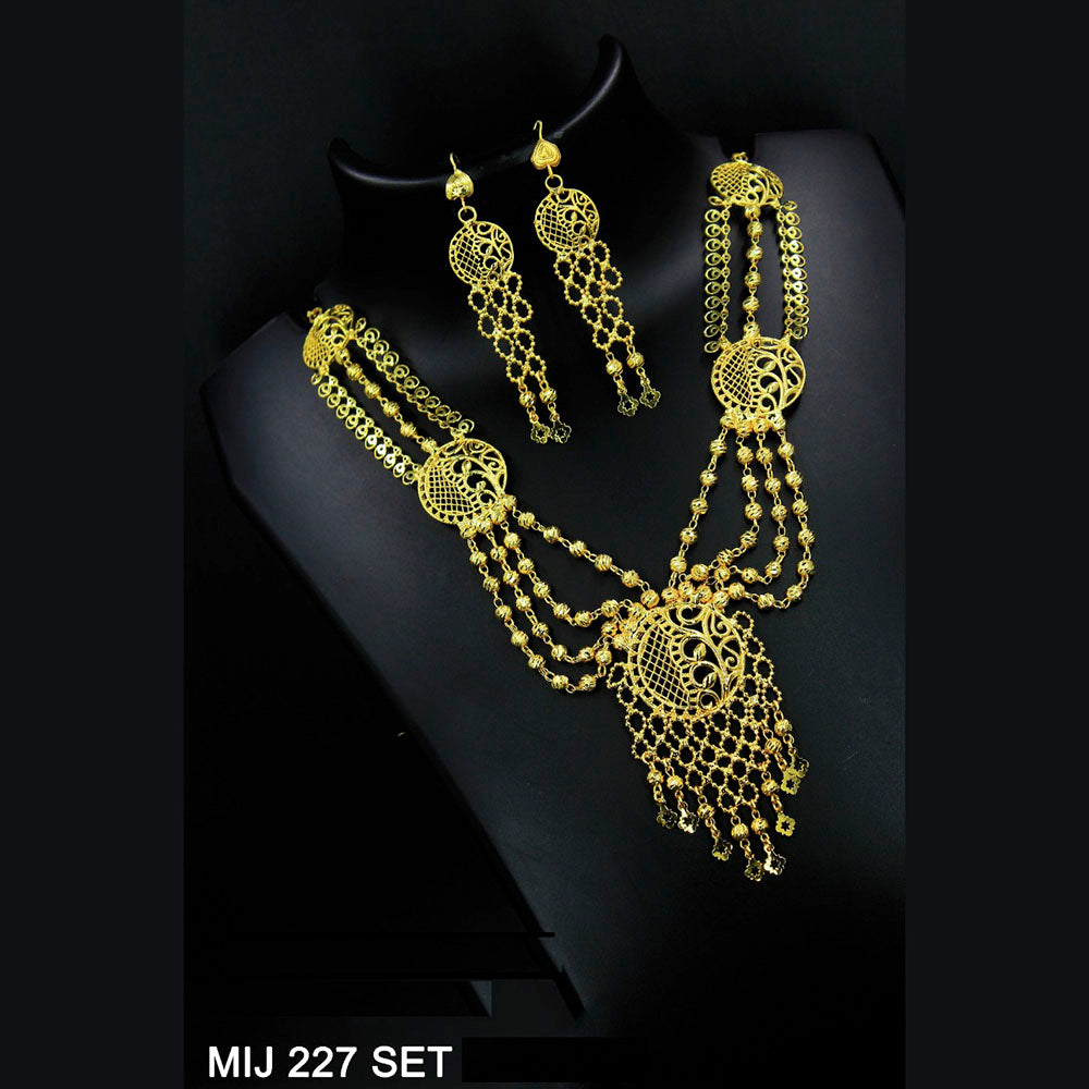 Mahavir Forming Gold Necklace Set   - MIJ Set 227