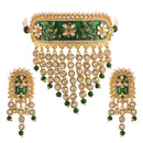 Etnico 18K Gold Plated Traditional Handcrafted Enamel/Meena Work Teeming Waterfall Of Stone Studded Choker Necklace Jewellery Set For Women/Girls (ML123G)
