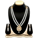 Etnico 18K Gold Plated Traditional Pearl & Stone Studded Necklace Jewellery Set With Earrings For Women (ML140W)