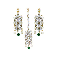 Etnico 18K Gold Plated Traditional 5 Layers Kundan & Pearl Beaded Moti Raani Haar Necklace Jewellery Set For Women (ML164GCO)