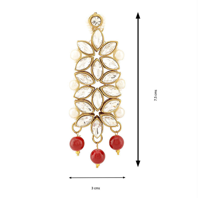 Etnico 18K Gold Plated Traditional 5 Layers Kundan & Pearl Beaded Moti Raani Haar Necklace Jewellery Set For Women (ML164M)