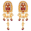 Etnico 18K Gold Plated Traditional Pearl Beaded Multi Strand Meena Work Long Necklace Jewellery Set & Earrings Set For Women (ML181M)