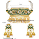 Etnico Traditional Gold Plated Kundan Pearl Meena Work Choker Jewellery set with Jhumkis For Women (ML185G)