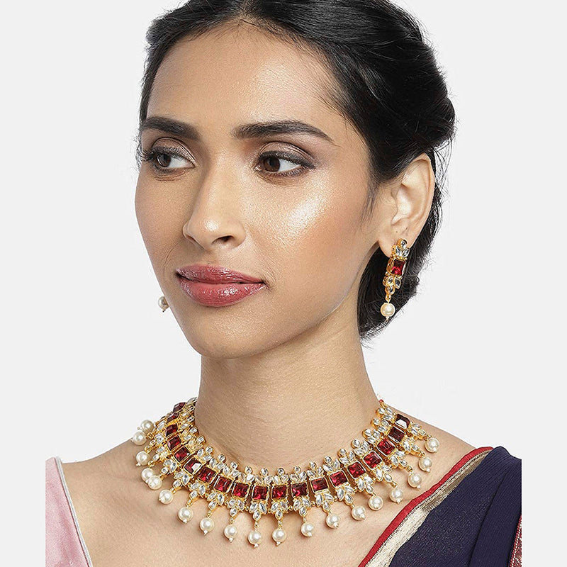 Parika Red Gold Plated Kundan Choker Necklace Set - Swabhimann Jewellery –  SWABHIMANN JEWELLERY