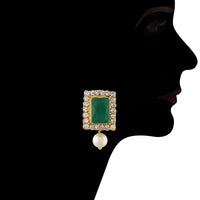 Etnico 18K Gold Plated Traditional Handcrafted Stone Studded Pearl Choker Necklace Jewellery Set with Earrings For Women (ML237G)