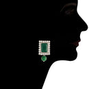 Etnico 18K Rhodium Plated Stone Studded Pearl Choker Necklace Jewellery Set With Earrings For Women (ML237ZG)