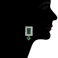 Etnico 18K Rhodium Plated Stone Studded Pearl Choker Necklace Jewellery Set With Earrings For Women (ML237ZG)