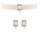 Etnico 18K Rhodium Plated Crystal Stone Beaded Choker Necklace Jewellery Set With Earrings (ML237ZS)