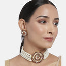 Etnico 18K Gold Plated Traditional Light Weight Pearl Beaded Choker Necklace Jewellery Set Glided With Moti Work (ML239WM)