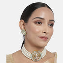 Etnico 18K Gold Plated Traditional Light Weight Pearl Beaded Choker Necklace Jewellery Set Glided With Moti Work (ML239WSB)