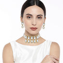 Etnico 18K Gold Plated Traditional Handcrafted Crystal Stone Studded Pearl Choker Necklace Jewellery Set with Earrings For Women/Girls (ML249W)