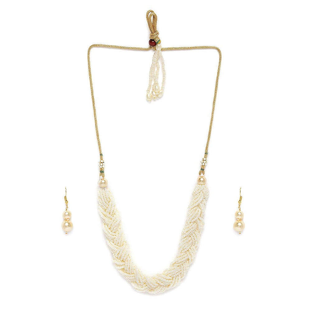 Etnico Designer Emerald Twisted Beads Choker Necklace Jewellery Set With Earrings For Women (ML254W)
