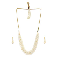Etnico Designer Emerald Twisted Beads Choker Necklace Jewellery Set With Earrings For Women (ML254W)