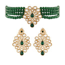 Etnico 18K Gold Plated Traditional Kundan with Beads Choker Necklace Jewellery Set for Women/Girls (ML263G)