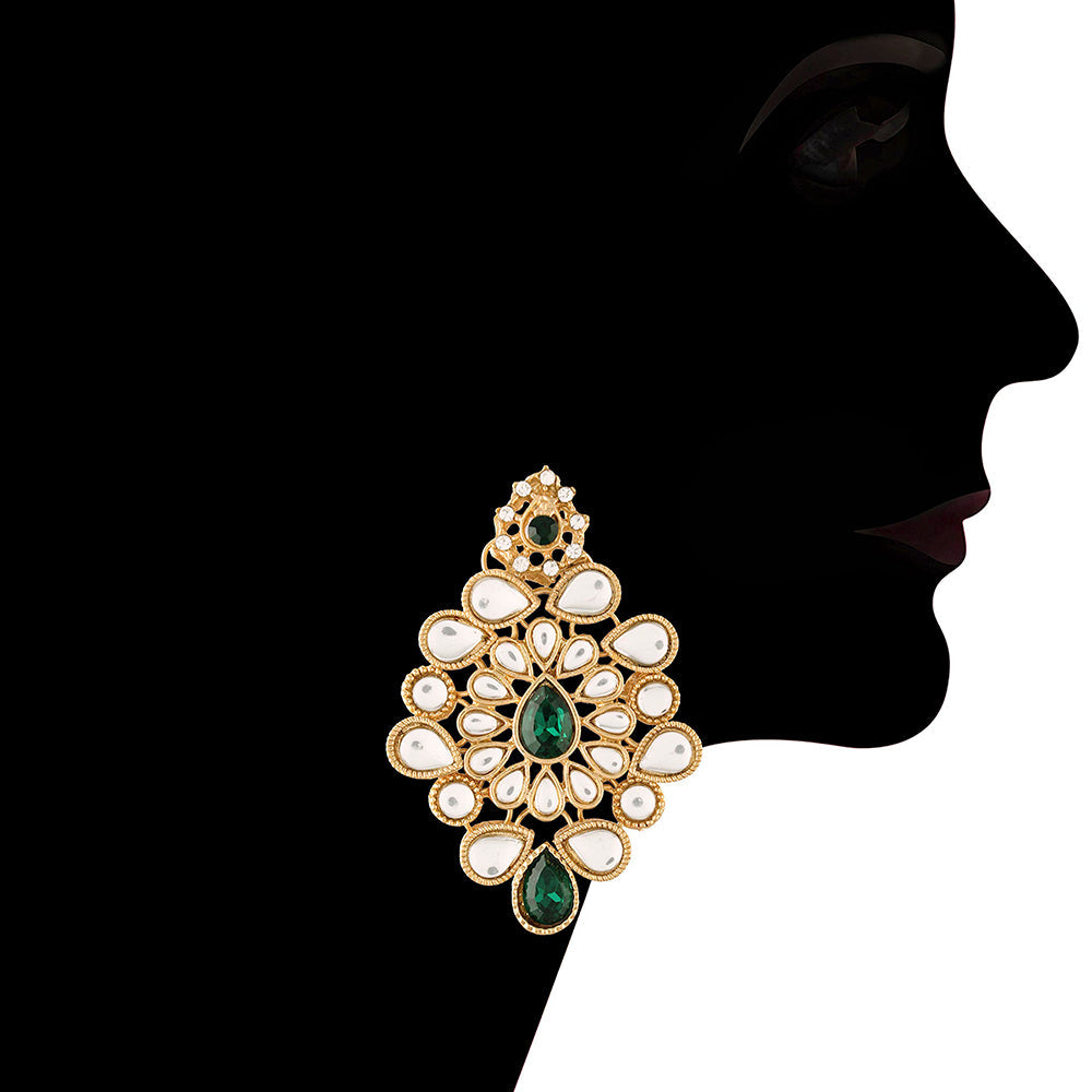 Etnico 18K Gold Plated Traditional Kundan with Beads Choker Necklace Jewellery Set for Women/Girls (ML263G)