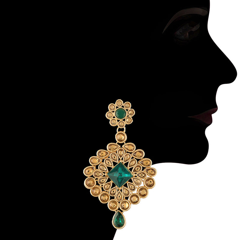 Etnico 18K Gold Plated Traditional Kundan with Beads Choker Necklace Jewellery Set for Women/Girls (ML266GFL)