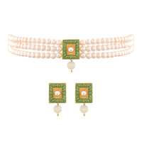 Etnico 18K Gold Plated Traditional Handcrafted Meena Work Beaded Choker Necklace with Earrings For Women/Girls (ML279Min)