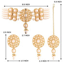 Etnico 18k Gold Plated Traditional Pearl Choker Necklace Jewellery Set with Earrings & Maang Tikka Set for Women (ML280W)