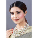 Etnico 18k Gold Plated 5 Layered Pearl Beads Rani Necklace Jewellery Set for Women (ML290M)