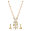 Etnico18k Gold Plated Ethnic Kundan Pearl Studded Long Necklace Set For Women (ML296W)