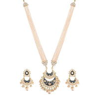 Etnico18k Gold Plated Ethnic Kundan Pearl Studded Meenakari Long Necklace Set For Women (ML297BL)