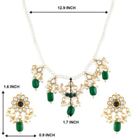 Etnico18k Gold Plated Green Beaded Pearl Moti Mala Necklace Jewellery Set for Women (ML301G)