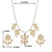 Etnico18k Gold Plated White Pearl Moti Mala Necklace Jewellery Set for Women (ML301W)