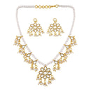 Etnico18k Gold Plated Kundan Pearl Moti Mala Necklace Jewellery Set for Women (ML302W)