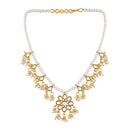 Etnico18k Gold Plated Kundan Pearl Moti Mala Necklace Jewellery Set for Women (ML302W)