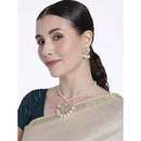 Etnico18k Gold Plated Kundan Pearl Studded & Beaded Moti Mala Necklace Jewellery Set for Women (ML303W)