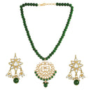 Etnico18k Gold Plated Kundan Pearl Studded & Beaded Mala Necklace Jewellery Set for Women (ML304G)