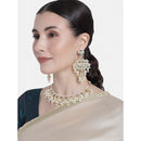 Etnico18k Gold Plated Traditional White Pearl & Kundan Studded Choker Necklace Jewellery Set For Women/Girls (ML305W)