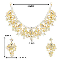 Etnico18k Gold Plated Traditional White Pearl & Kundan Studded Choker Necklace Jewellery Set For Women/Girls (ML305W)