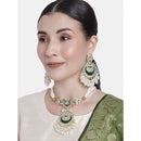Etnico18k Gold Plated Green Meenakari Pearl & Kundan Studded Choker Necklace Jewellery Set For Women/Girls (ML306G)
