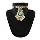Etnico18k Gold Plated Green Meenakari Pearl & Kundan Studded Choker Necklace Jewellery Set For Women/Girls (ML306G)