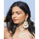 Etnico18k Gold Plated White Meenakari Pearl & Kundan Studded Choker Necklace Jewellery Set For Women/Girls (ML306W)
