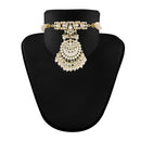 Etnico18k Gold Plated White Meenakari Pearl & Kundan Studded Choker Necklace Jewellery Set For Women/Girls (ML306W)