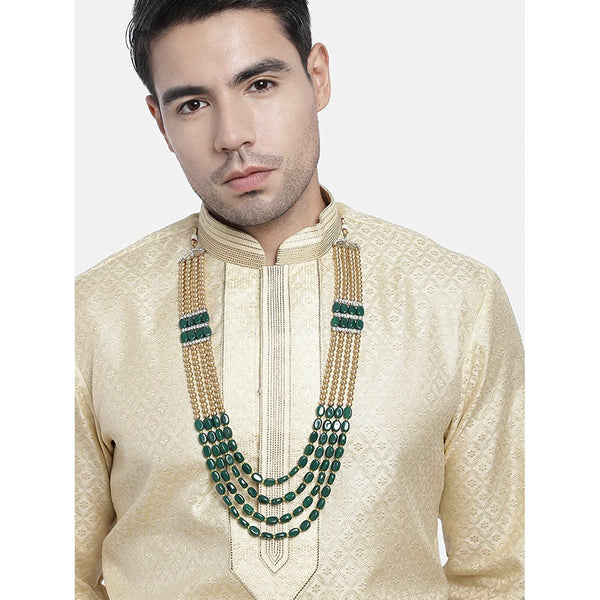 Etnico Gold-Plated Layered Groom Necklace For Men (Mlp37G)